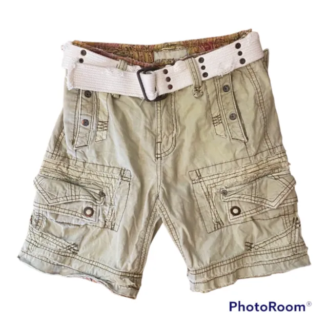 Jet Lag Men's Shorts Organic Sanforized Size 30 Light Khaki Distressed - Paisley
