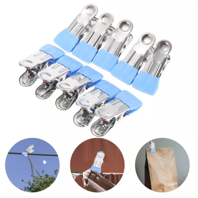 20 Pcs Clothesline Clips Pegs Practical Sealer Stainless Steel Crisper