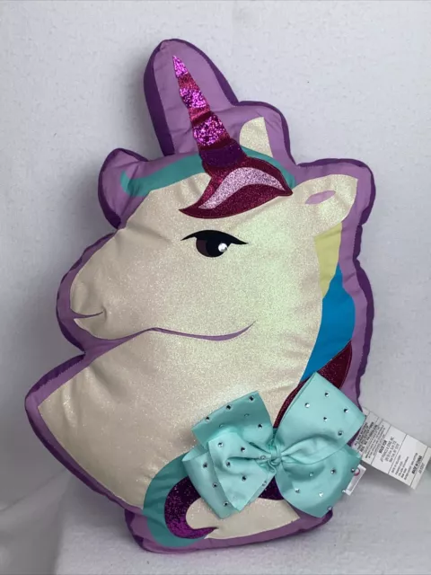 JoJo Siwa Unicorn Head Pillow Purple Pink  Stuffed 22”x17”