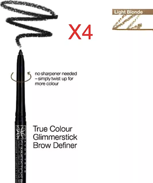 X4 Avon True Color Glimmersticks Brow Definer LIGHT BLONDE Eyebrow Twist Pencil