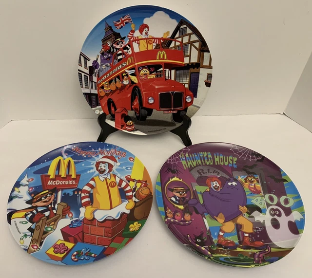 Vintage McDonald's Melamine 9" plates Halloween, Christmas & UK  themes