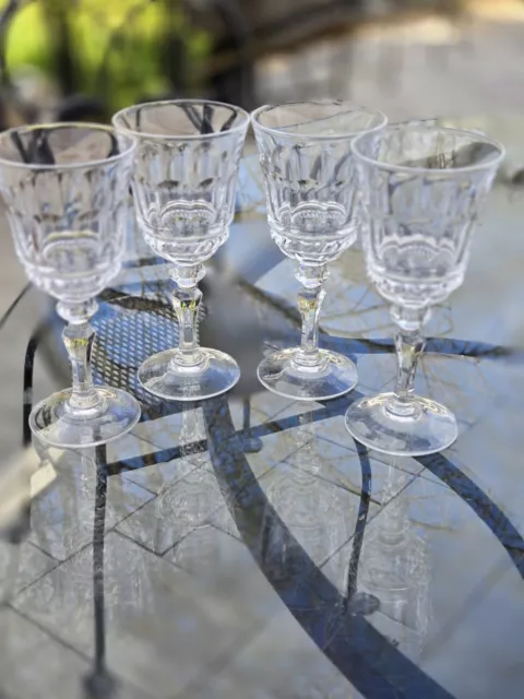 Cristal D’Arques Durand  Fontainebleu Crystal Wine Glasses Vintage Set Of 4