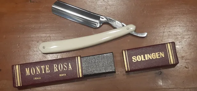 Monte Rosa solingen Rasoio a mano libera NOS Nuovo mai usato straight razor