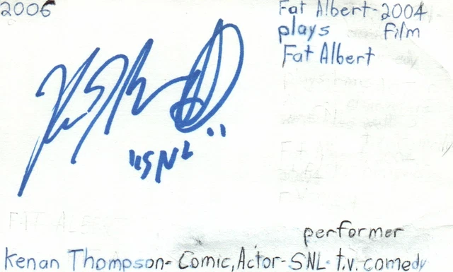 Keenan Thompson Actor Comedian Performer SNL TV Autographed Signed Index Card