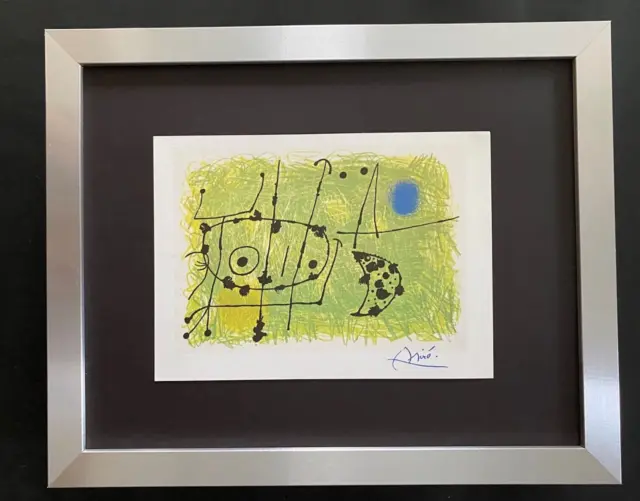 Joan Miro 1964 Beautiful Signed Print+  Mounted & Framed In A New Silver 14X11