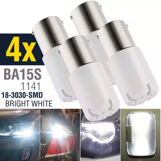 Car 1156 BA15S 382 P21W 18-SMD LED 3W Turn Tail Backup Reverse Light DRL Bulb 4X