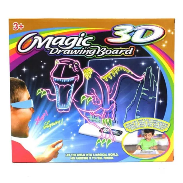 KIDS MAGIC DRAWING Board Pad 3D LED Light Up Doodle Glow +