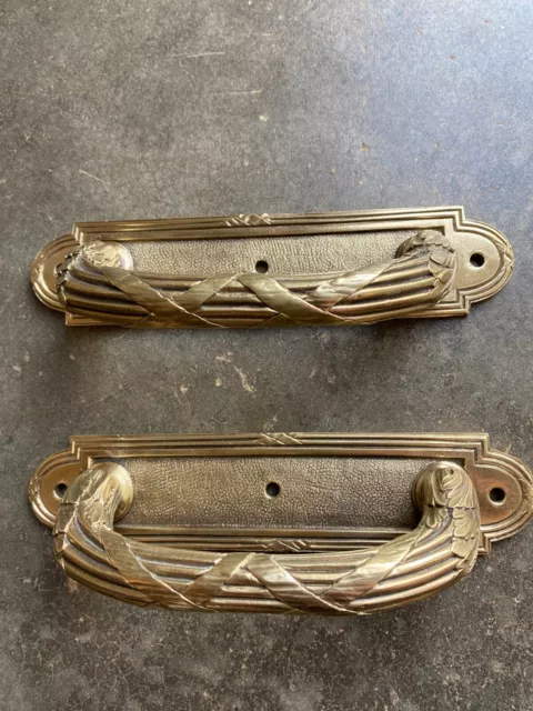 Lot de 2 poignées de meuble tiroir malle porte ,en bronze