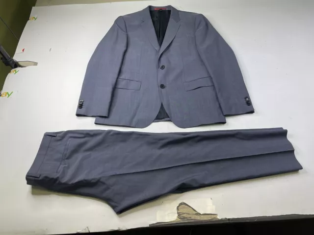 Hugo Boss Marzotto Super 100 Wool Blue 2-piece suit Pant Jacket Mens 40S Blazer