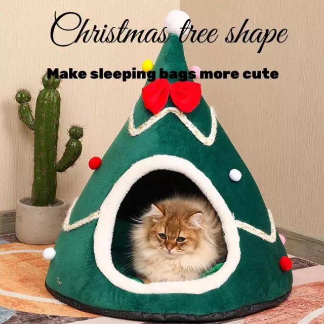 Christmas Tree Shape Dog Cat Bed House Soft Tree Shape Bed✨1 Pet Q2B1