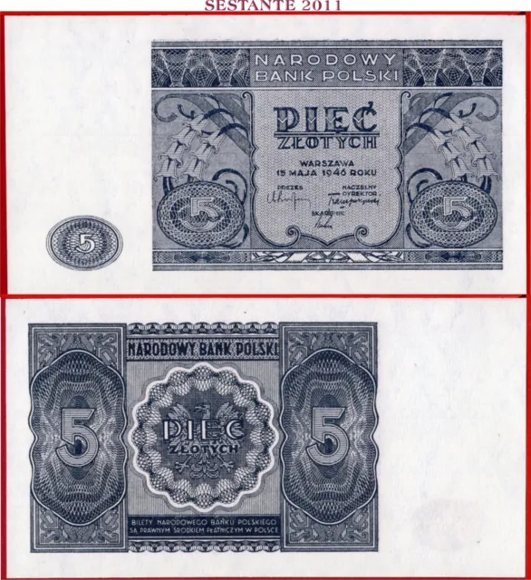 $ POLAND - 5 ZLOTICH 15.5. 1946 - P 125 - UNC ; free shipping from 100$