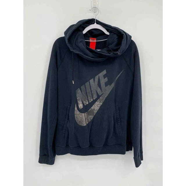 Nike L Black Gold Worn Off Pullover Hoodie Rally Funnel Metal