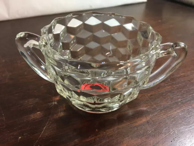 Vintage Fostoria Glass American Clear Open Sugar Bowl with Handles - 2 3/8" Tall