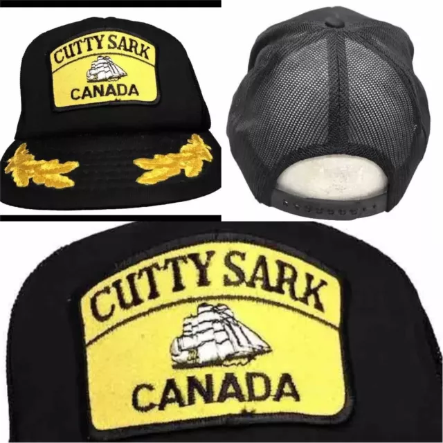 Vtg Cutty Sark Whisky Mesh Trucker Snapback Hat Patch Logo Cap Canada Alcohol