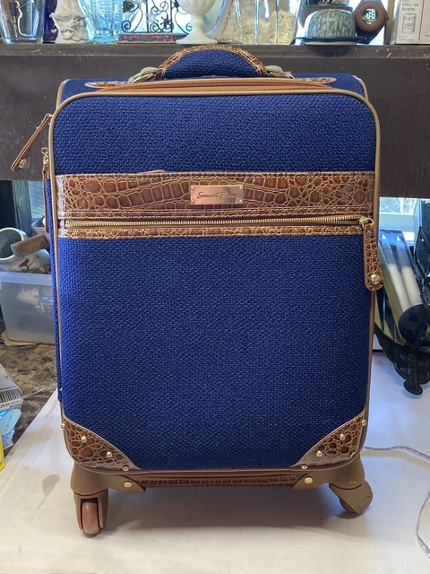 Samantha Brown Blue Faux Croco Embossed 22" Spinner Wheeled Luggage Used 1 time!