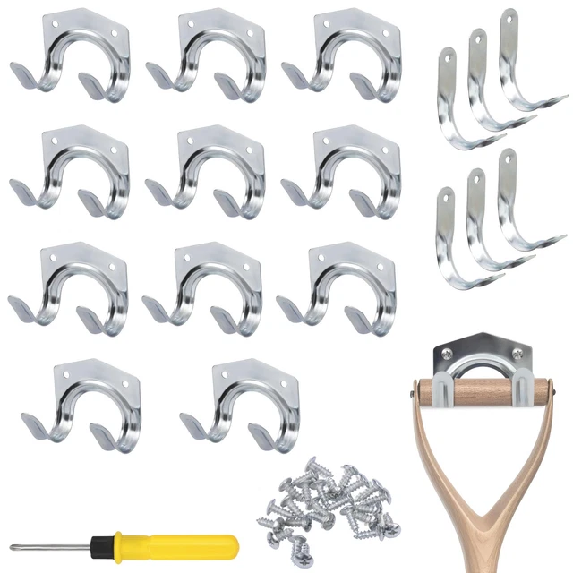Lot De 18 Porte-Outils De Jardin Robustes BELLE VOUS - Crochets Muraux Doubles Et Simples Pour Garage Et Remise Avec Vis