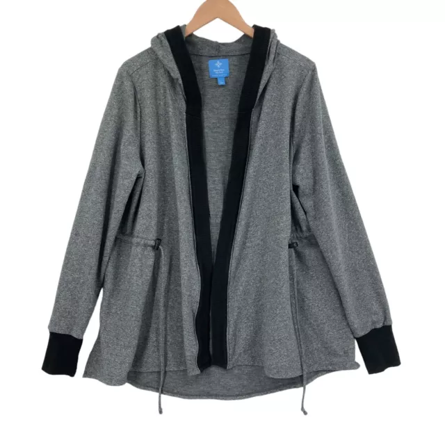 Simply Vera Vera Wang Cardigan Sweater Womens Large Gray Hooded Slit Open Front