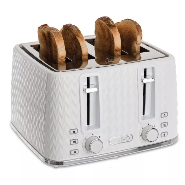 LIVIVO 4 Slice Toaster Extra-Wide Slots Stainless Steel Browning Control Defrost