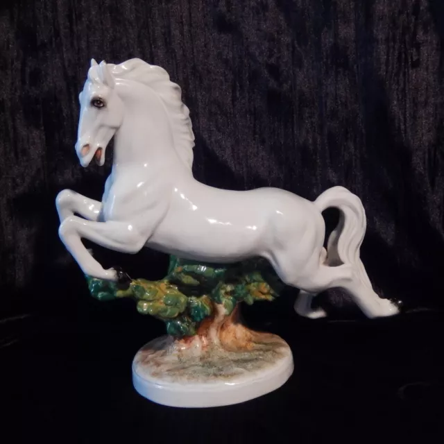 Signed Ugo ZACCAGNINI Italian Majolica White HORSE Stallion Art Pottery Figure