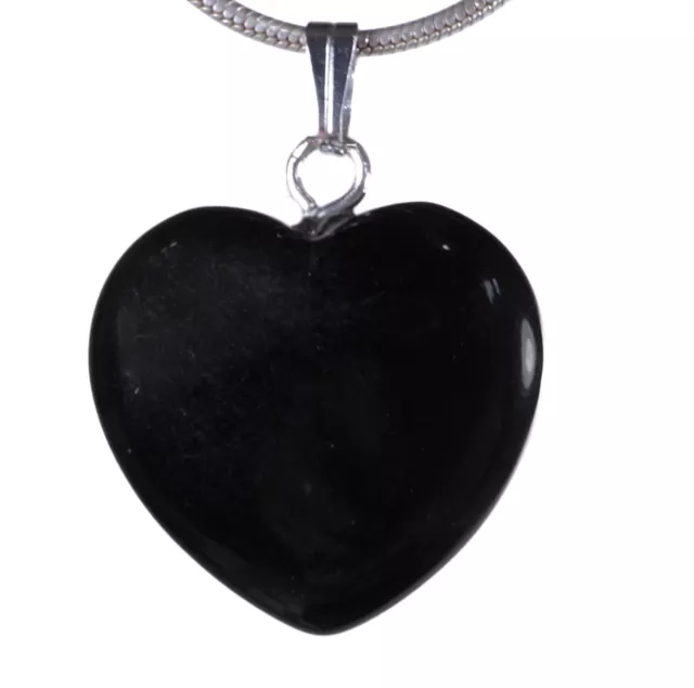 Obsidian schwarz Herzanhänger Herz Anhänger Edelstein mit versilberter Öse 2x2cm