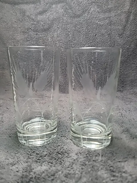 Set Of Two  Wheat Design Glasses Clear