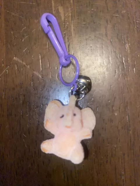 Vintage 1980s Plastic Bell Charm Fuzzy Elephant ￼ For 80s Charm Necklace