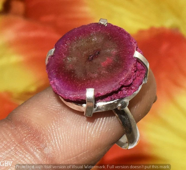 Pink Solar Quartz Gemstone Ring 925 Silver Plated Us Size 9" U393-G131