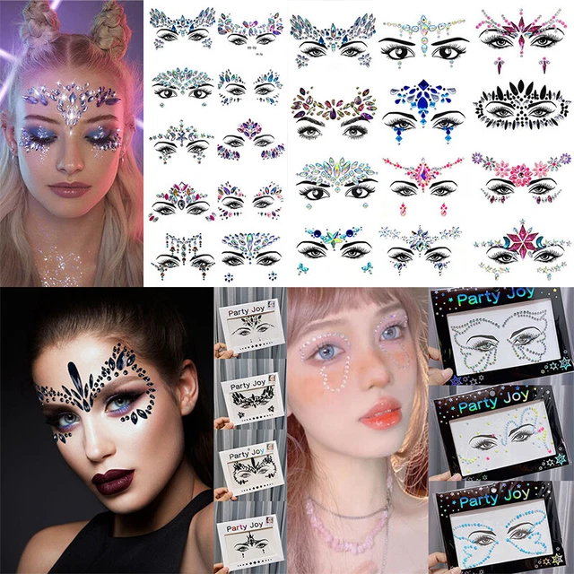 3D BODY ADHESIVE Glitter Stickers Crystal Tattoo Party Face Eye Gems