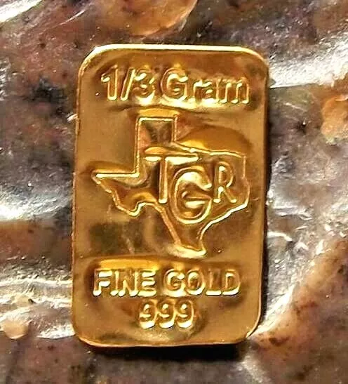 1 /3 Gram Gold Bar Tgr 24K Premium Bullion Pure 9999 Fine Certified Ingot