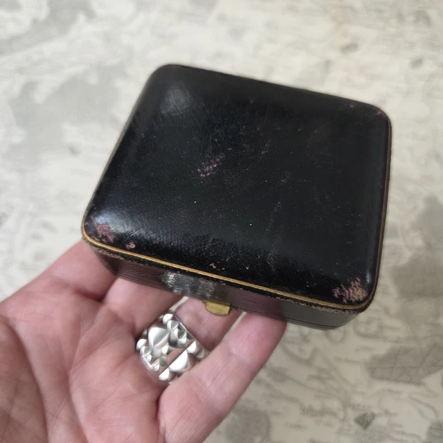 Écrin à Bijoux Ancien XIXe Cuir – France, Vintage Victorian Pour Boutons Et Bijoux