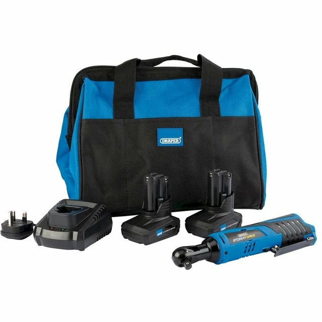 Draper 99720 Storm Force 10.8V Reversible Ratchet Kit +2x 4Ah Batt Charger & Bag