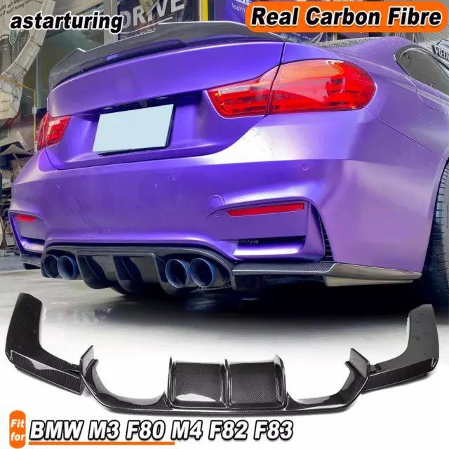 Fit for BMW F80 M3 F82 F83 M4 Real Carbon Fiber Rear Bumper Diffuser Lip Spoiler