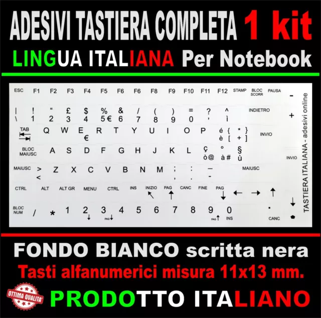 Adesivi Tastiera Lingua Italiana Pc (20 kit) (misura tasto 11x13mm) 
