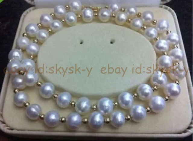 Beautiful AAA+ 8-9mm Akoya White Natural Freshwater Pearl Necklace 14-36''
