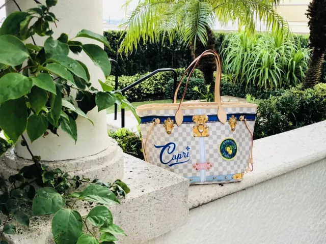 New in Box Louis Vuitton Limited Edition Capri Neverfull Damier Azur Bag