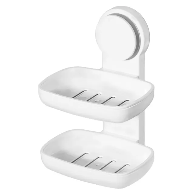 Jabón de 2 niveles soporte de ventosa jabón ahorrador para ducha baño y cocina