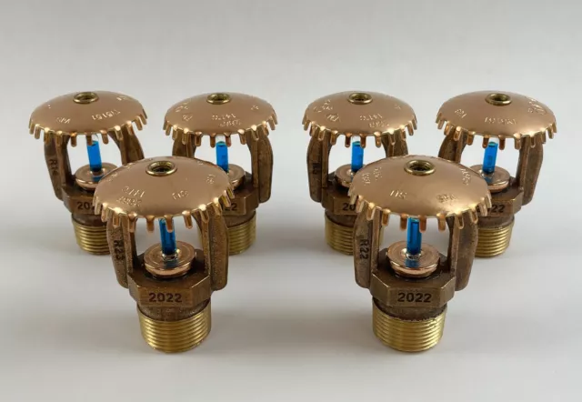 Tyco Upright Sprinkler Gold and Blue 1 inch TY5151 Set of 6