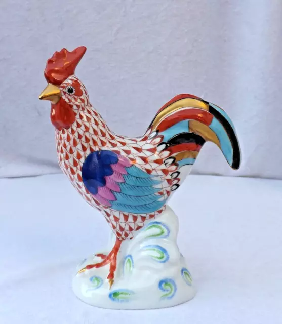 Herend Porcelain Rust  Fishnet - Rooster - 5032 - Middle Size -  1st Quailty