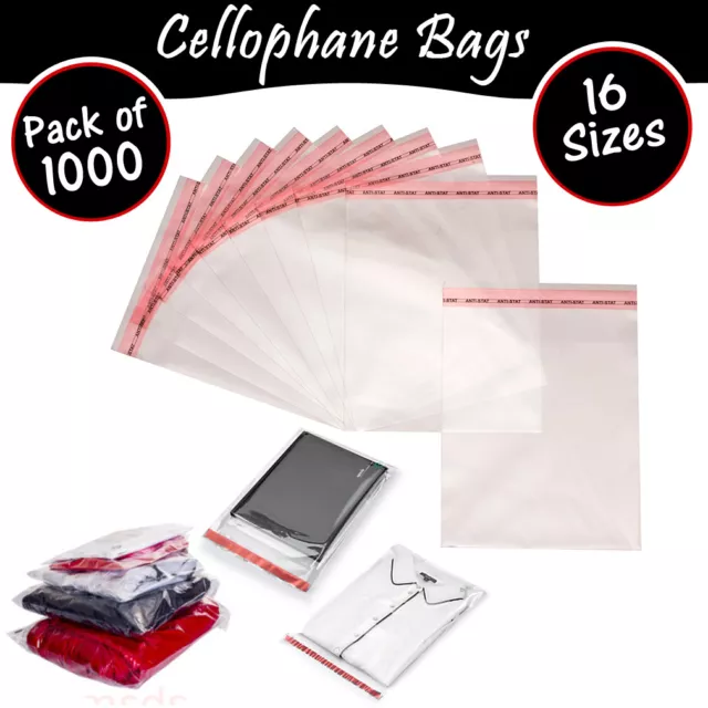 1000 x Clear Cello Bags Cellophane Display Bag Small Gifts, Wax Melts, Jewellery