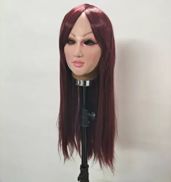Dress Up As A Female Latex Mask Wig Headgear Long/short Hair Transgender Mask.