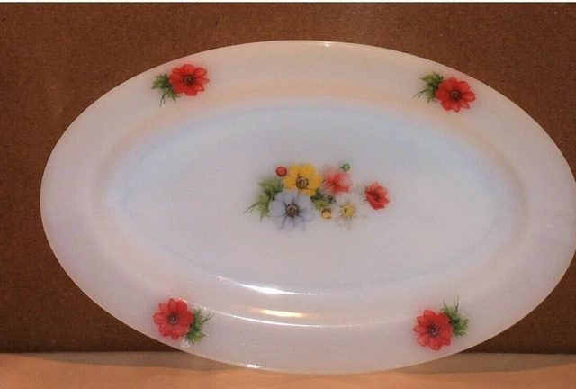 Lot De 2 Plats Ovales Arcopal Scania France - Motif Fleurs Orange - Vintage 70s