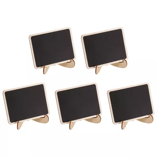 Mini Chalkboard Signs Small Blackboard Labels w Stand Wooden Square, 5pcs