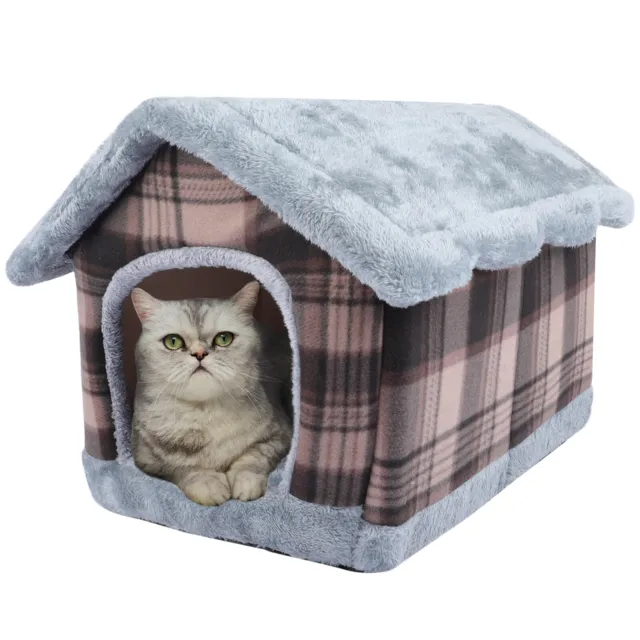 Pet Cat Puppy Dog Bed House Kennel Cave Cat Hut Soft Washable Cushion for Indoor
