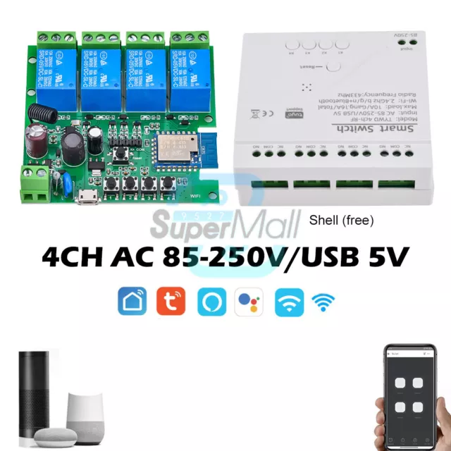 1/2/4CH DC7-32V/AC85-250V Smart Remote Control Wireless WiFi Switch Relay Module