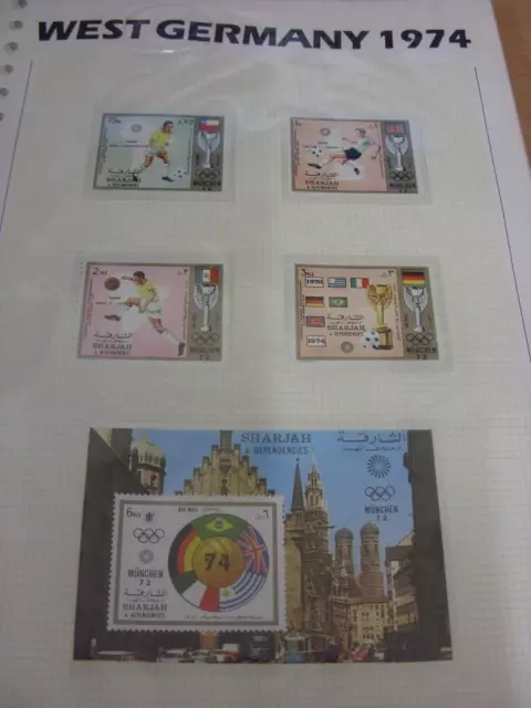 circa 1974 World Cup West Germany,  5 Sharjah Stamps, Taken From the World Cup C