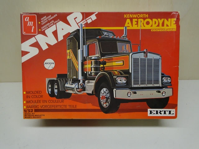 AMT SNAP FIT Kenworth Aerodyne Semi Truck Plastic Model Kit ERTL 1/32 ...
