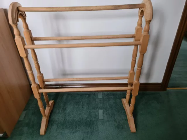 Vintage Style Wood Wooden Free Standing Towel Rail Drying Rack