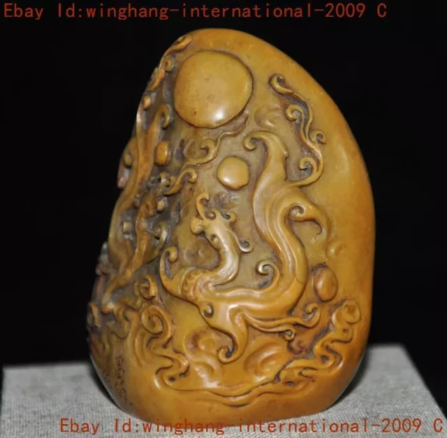 China Shoushan Stone Carved Han dynasty Loong dragon statue seal Stamp signet 3