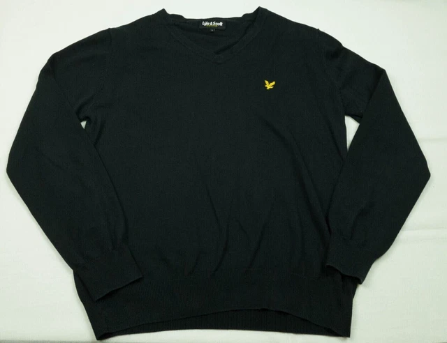 LYLE E SCOTT MAGLIONE DA UOMO SCOLLO A V COTONE TAGLIA M (ETICHETTA L) GC .a