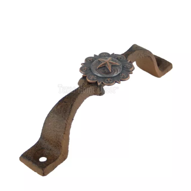 Rustic Star Handle Copper Concho Door Drawer Pull Cast Iron Antique Style